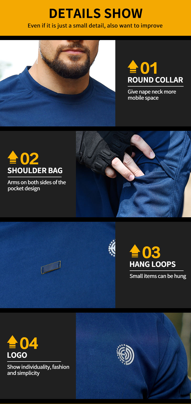 Outdoor Shirt Fast Dry Men's Breathable Golf Hiking Tee Shirts Sports Tennis T-Shirts Workout Work Shirts — product details
