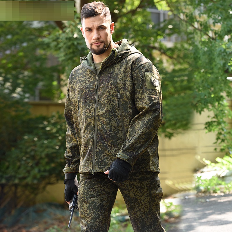 Fleece Winter Waterproof Suit Hiking Men's Sportswear Suit Soft Shell Jacket Pants Camping Warm Jacket Hooded Jacket — product details