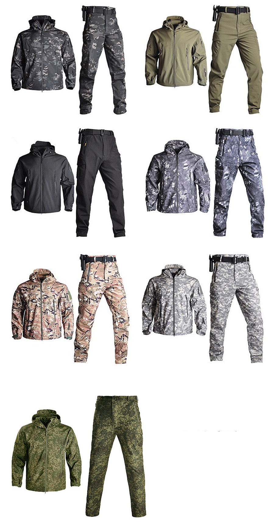 Fleece Winter Waterproof Suit Hiking Men's Sportswear Suit Soft Shell Jacket Pants Camping Warm Jacket Hooded Jacket — product details