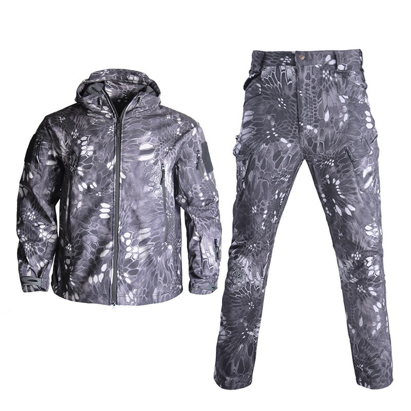 Fleece Winter Waterproof Suit Hiking Men's Sportswear Suit Soft Shell Jacket Pants Camping Warm Jacket Hooded Jacket — product details
