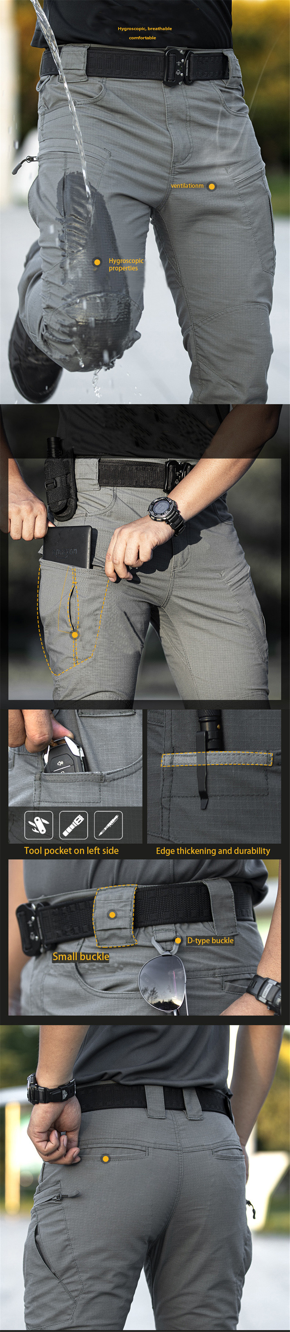 Men's X5 Pants Outdoor Hiking Mountain Commuting Multi-pocket Wear-resistant Work Trousers Fans Cargo Pants Black — product details