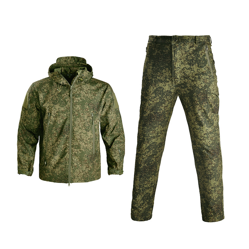 Fleece Winter Waterproof Suit Hiking Men's Sportswear Suit Soft Shell Jacket Pants Camping Warm Jacket Hooded Jacket — product details