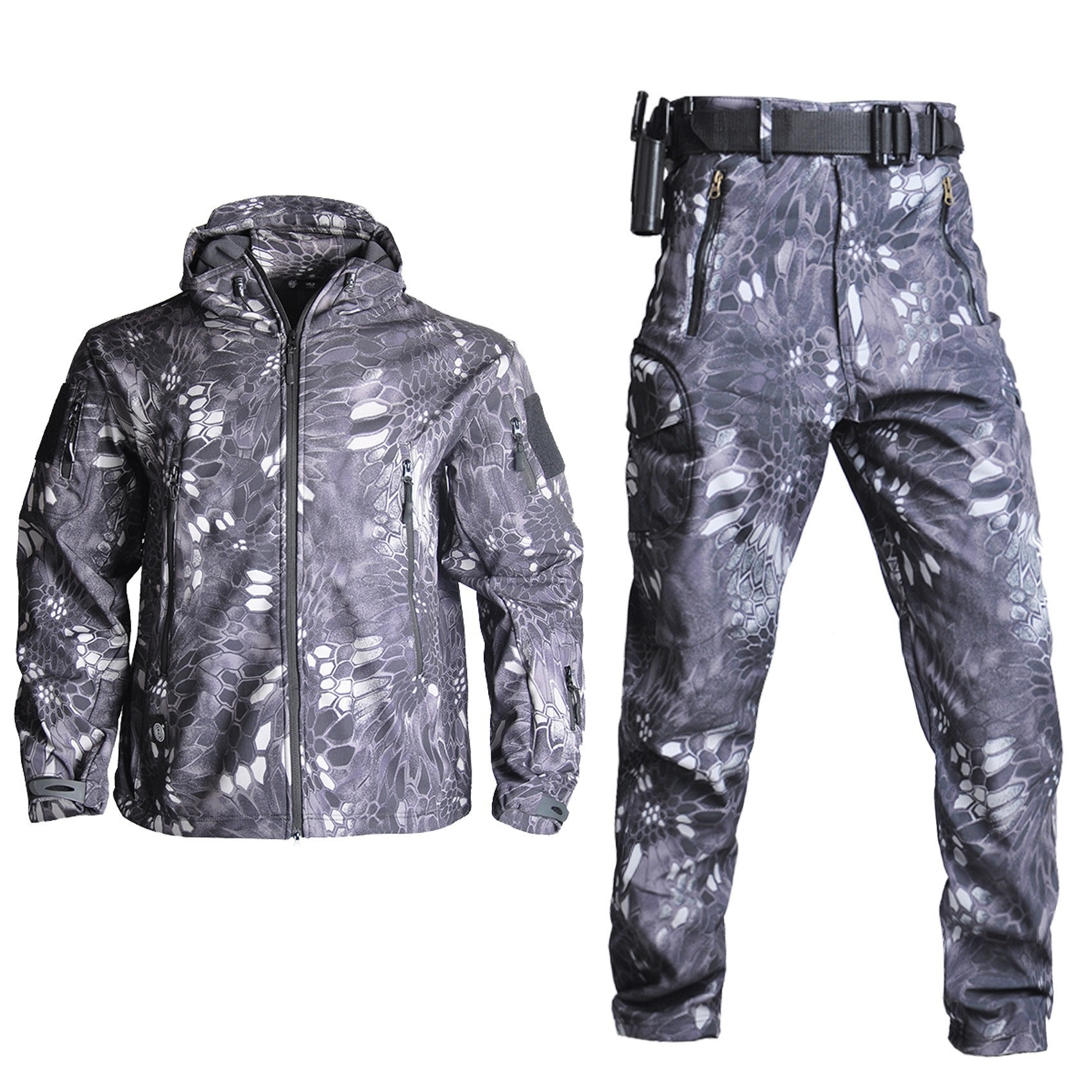 Fleece Winter Waterproof Suit Hiking Men's Sportswear Suit Soft Shell Jacket Pants Camping Warm Jacket Hooded Jacket — product details