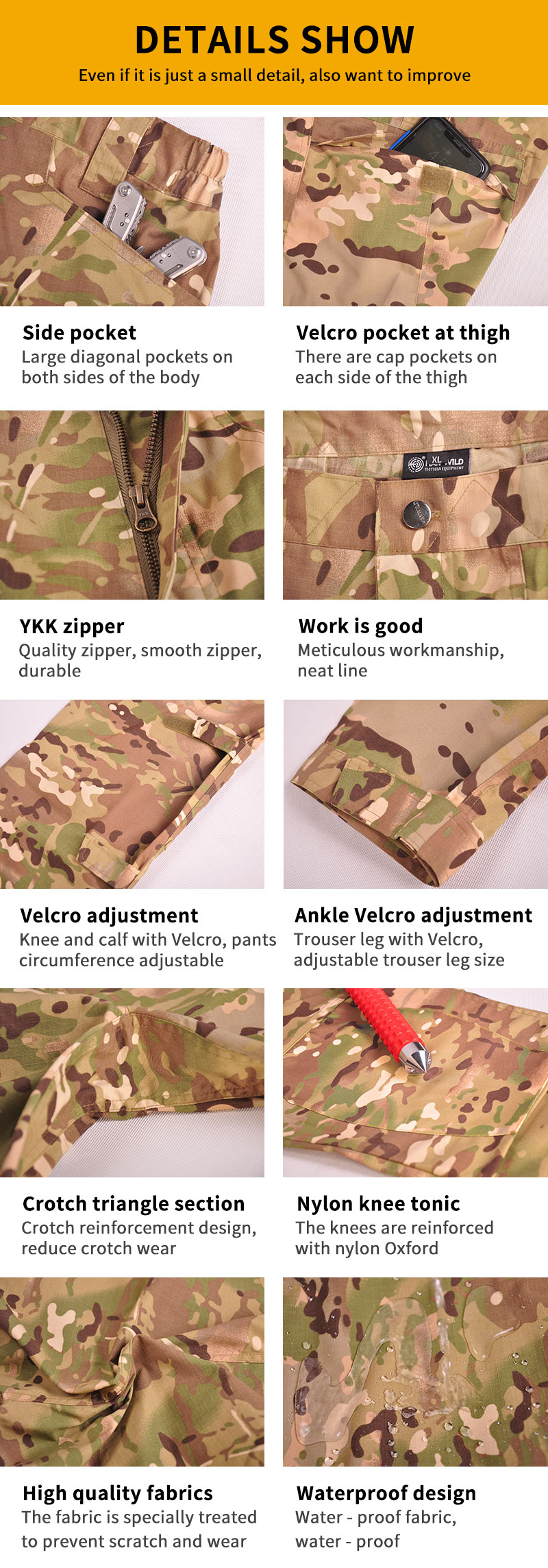 Overalls Casual Trousers Street Camouflage Hiking Camping Pants — product details
