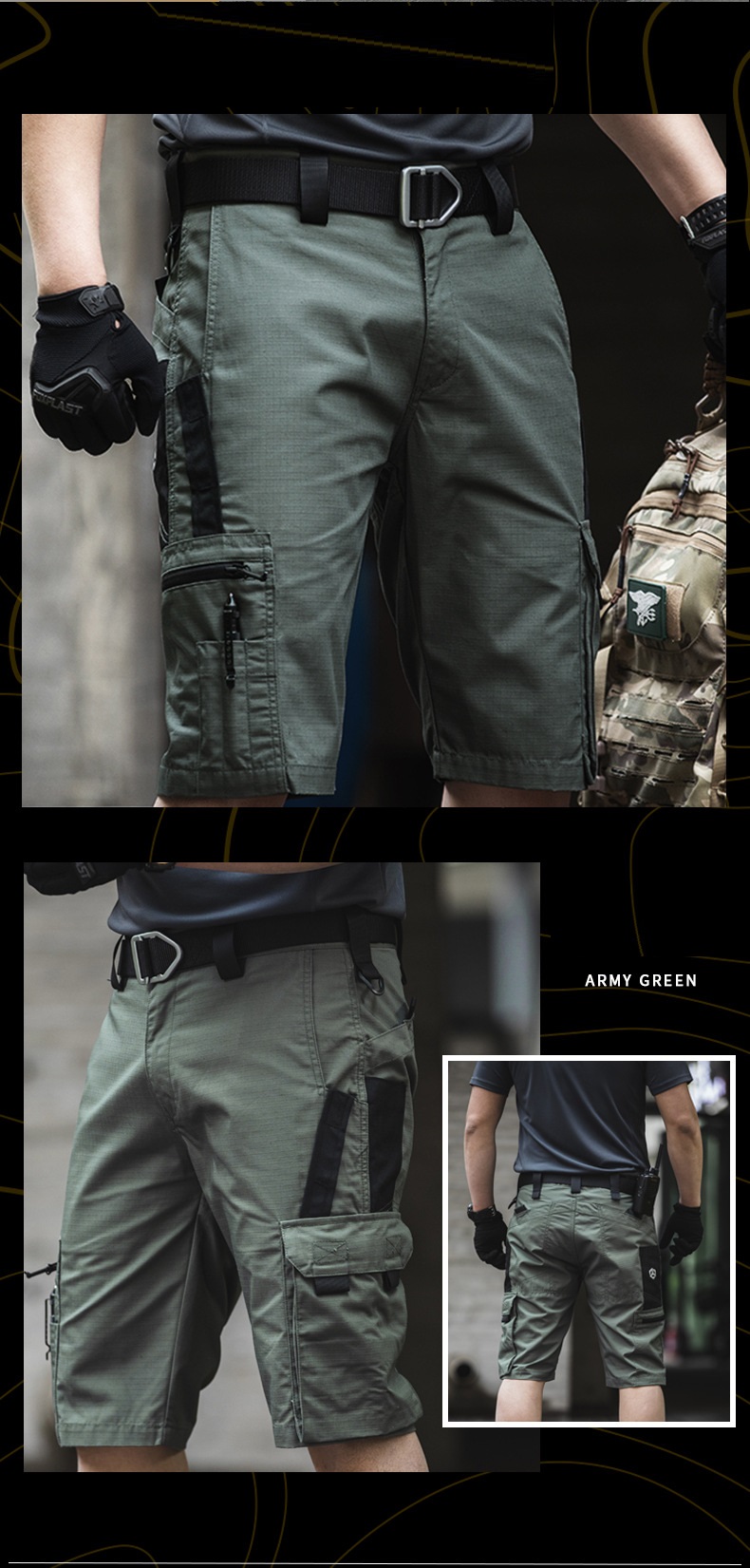 Men Summer Water Proof Shorts Cargo Shorts Multi-pocket Short Trousers Outdoor Fishing New Jogging Short — product details